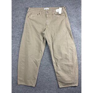 Abercrombie & Fitch Jeans Womens 32 Long Khaki Mid Rise Barrel Wide Leg